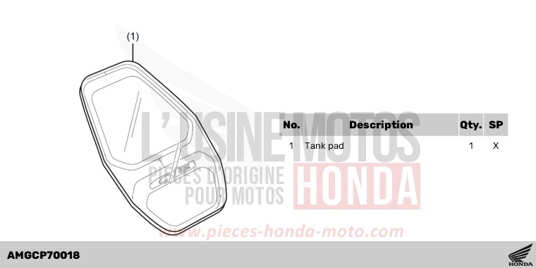 KIT,TANK PAD de Hornet 750 MAT PEARL GLARE WHITE (NHB54) 2025